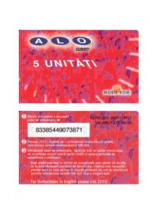 CARTELA  ALO GSM 5 UNITATI DE LA RUE ** foto