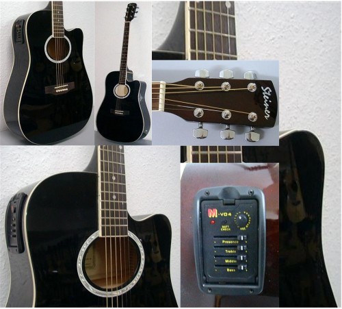 Chitara Steiner electroacustica decupaj + EQ + husa - stare impecabila foto mare