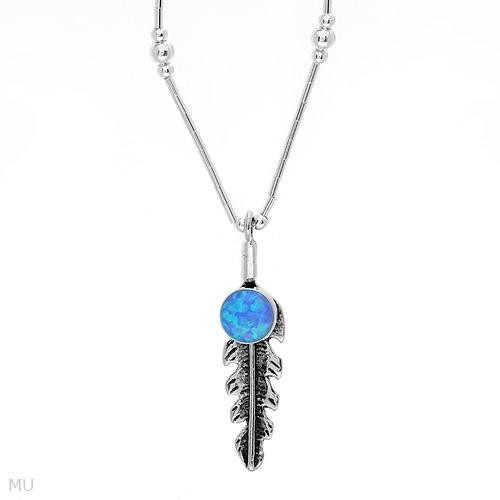 Stylish Necklace With Created Opal .Lantisore cu pandativ foto mare