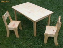 Masa cu 2 scaune paltin gradinita ecologic si ergonomic foto