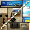 INVERTOR / CONVERTOR / TRANSFORMATOR 100 W de la 12 V DC la 220 V AC REALI 100 W pentru AUTO / MASINA sau INCARCATOR / PANOU SOLAR DESIGN in SUA