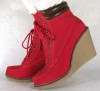 Botine rosii dama/femei cu platforma (cod HP141)