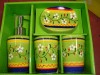 Set baie cu suport sapun,dozator, pahare apa si periute, verde