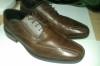 Vand PANTOFI piele, maro inchis, tip Leonardo, prelucrati manual